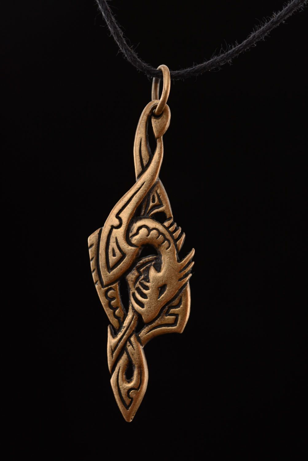 Pendentif en bronze artisanal Dragon scandinave  photo 3