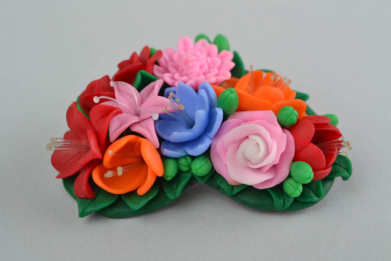 Beautiful handmade designer heart shaped plastic flower brooch for girls photo 4