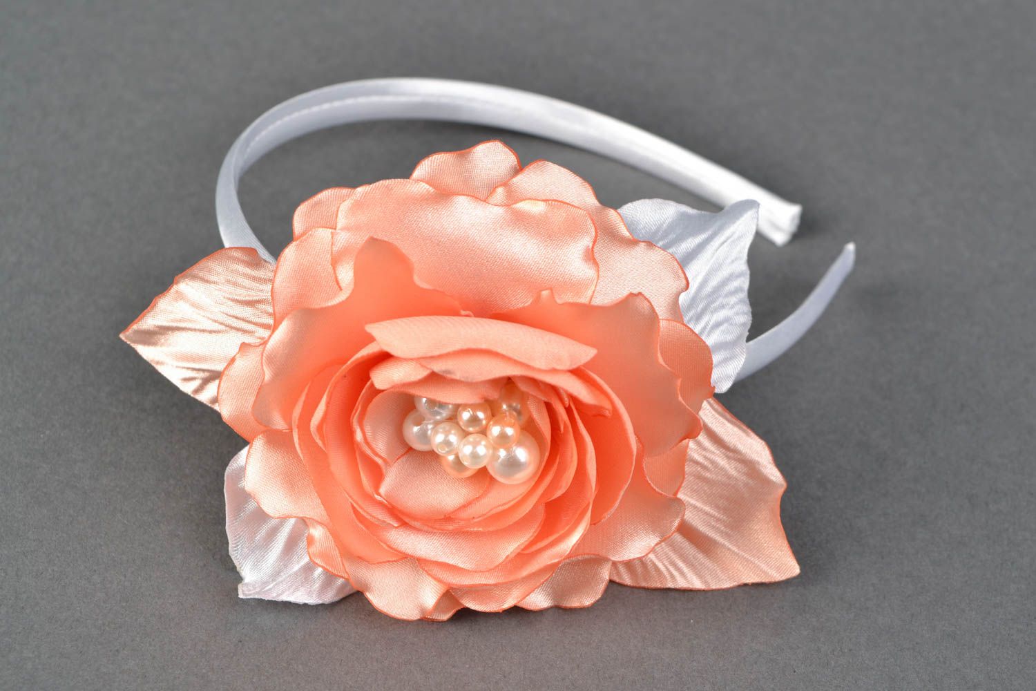 Fabric flower headband Peach photo 2