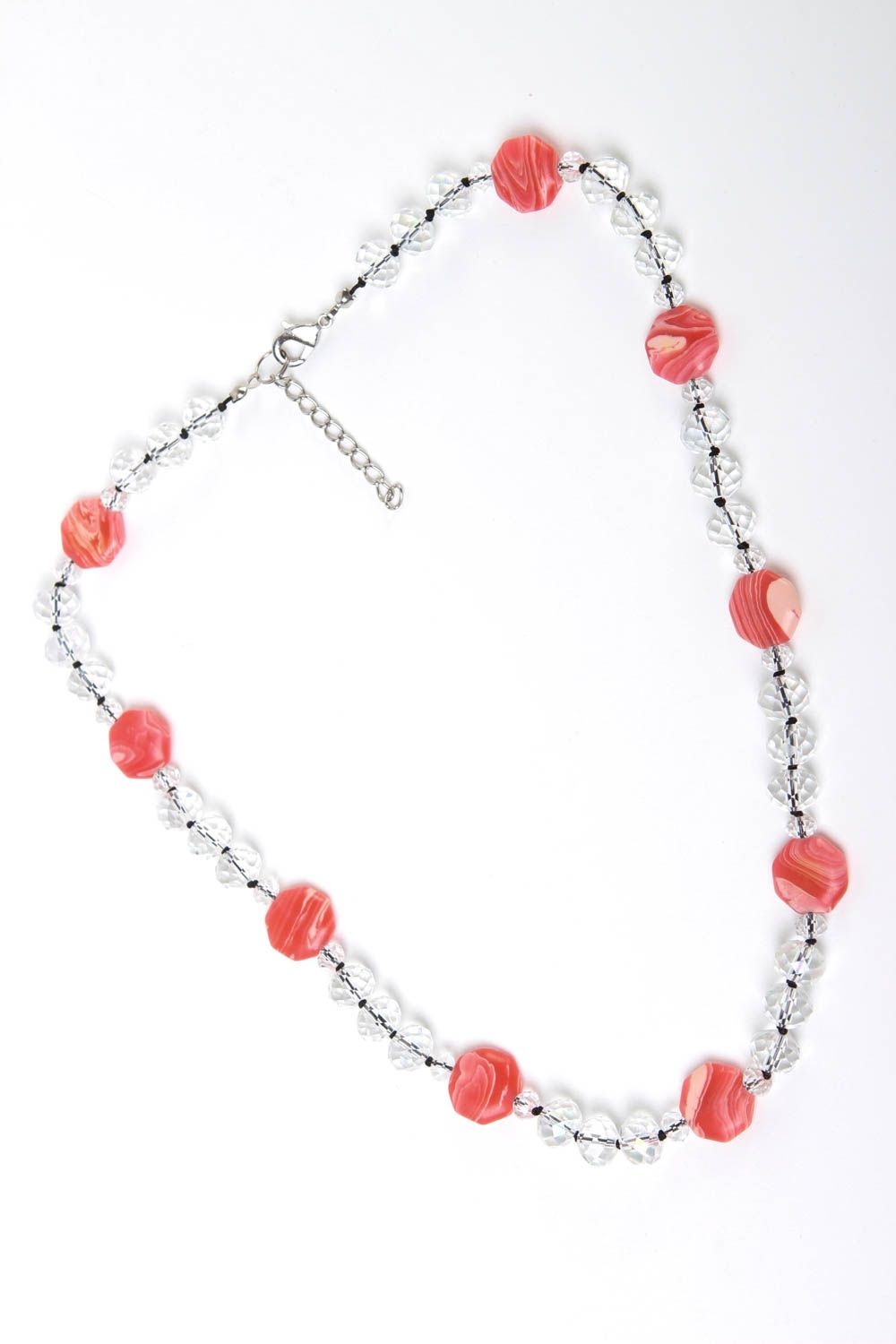 Halskette Frauen handmade Perlen Schmuck Damen Accessoire mit Achat und Kristall foto 2