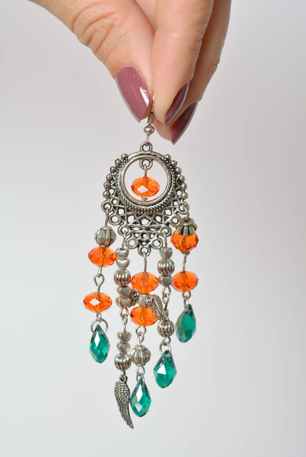 Glass handmade earrings handmade long earrings female stylish gift for women photo 4