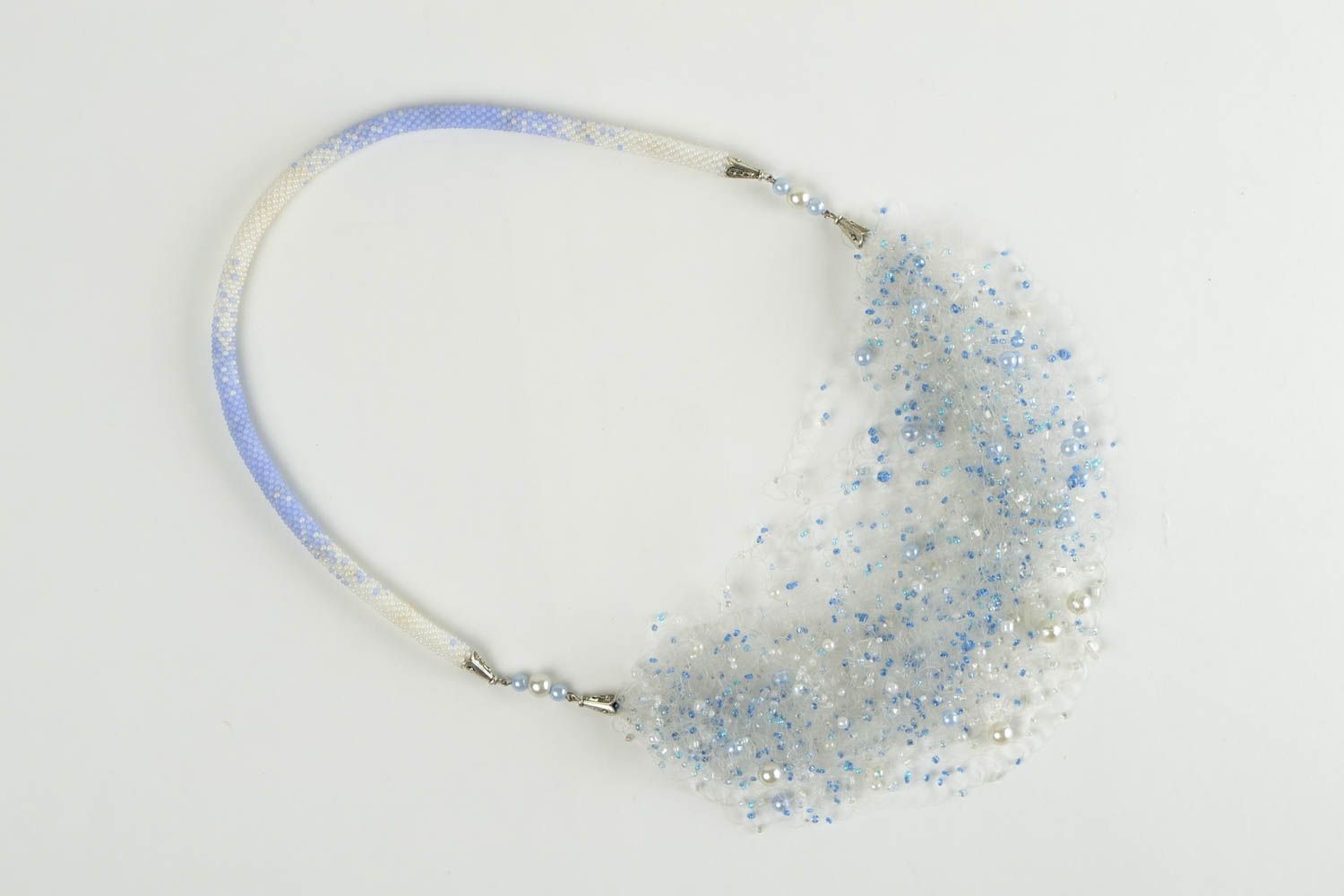Handmade air necklace unusual fashion jewelry crocheted designer accessory photo 2