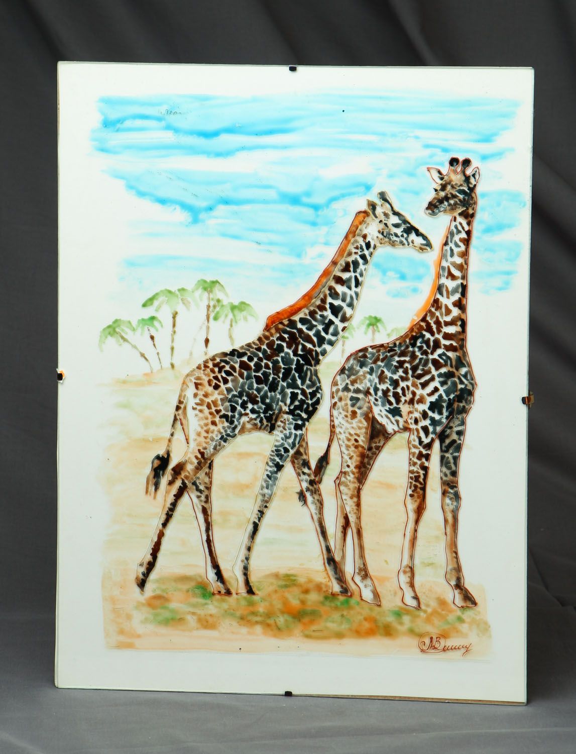 Wall stained glass painting Giraffes photo 1