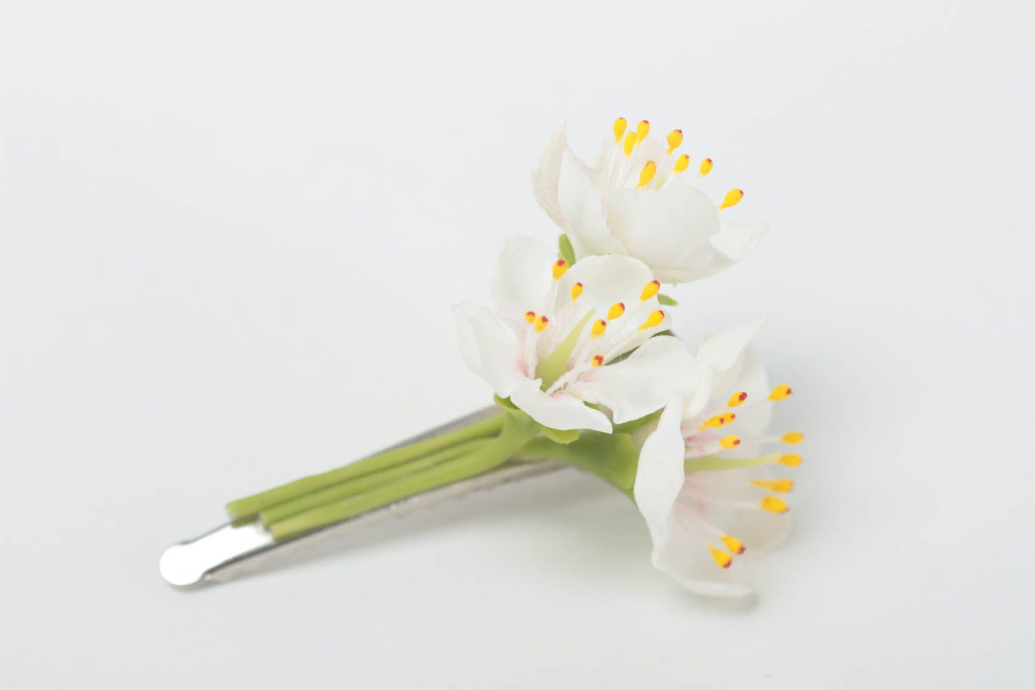Handmade hair clip polymer hair clip unusual gift hair accessories with flower photo 2