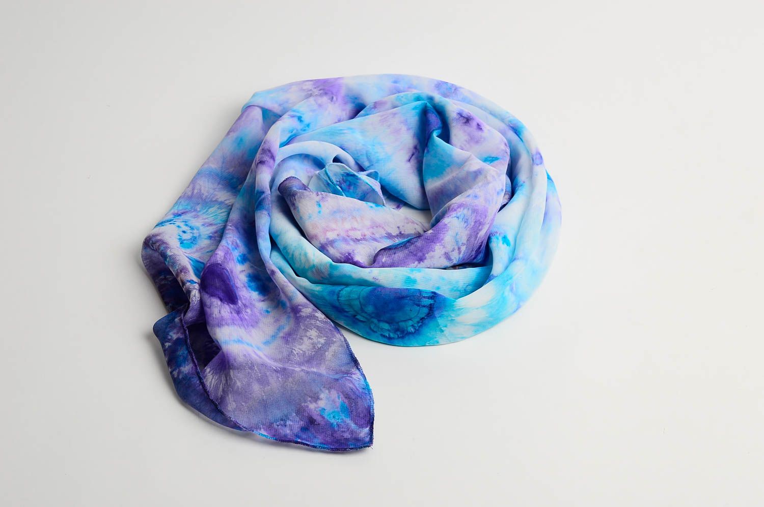 Голубой шарф ручной работы женский шарф оригинальный красивый шарф необычный фото 3