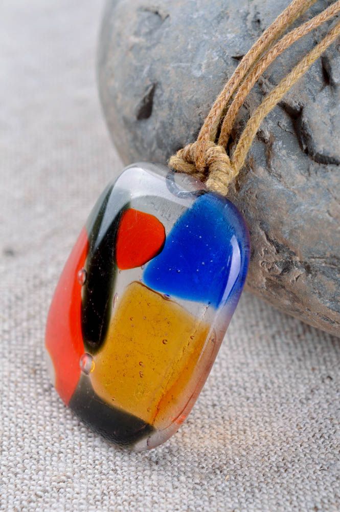 Handmade glass pendant designer accessories glass jewelry unusual gift for girls photo 1