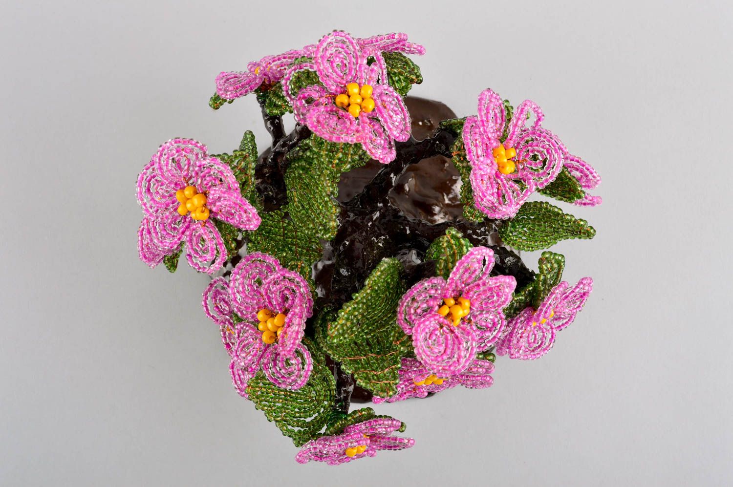 Arbre perles de rocaille fait main Arbre miniature avec fleurs Déco maison photo 4