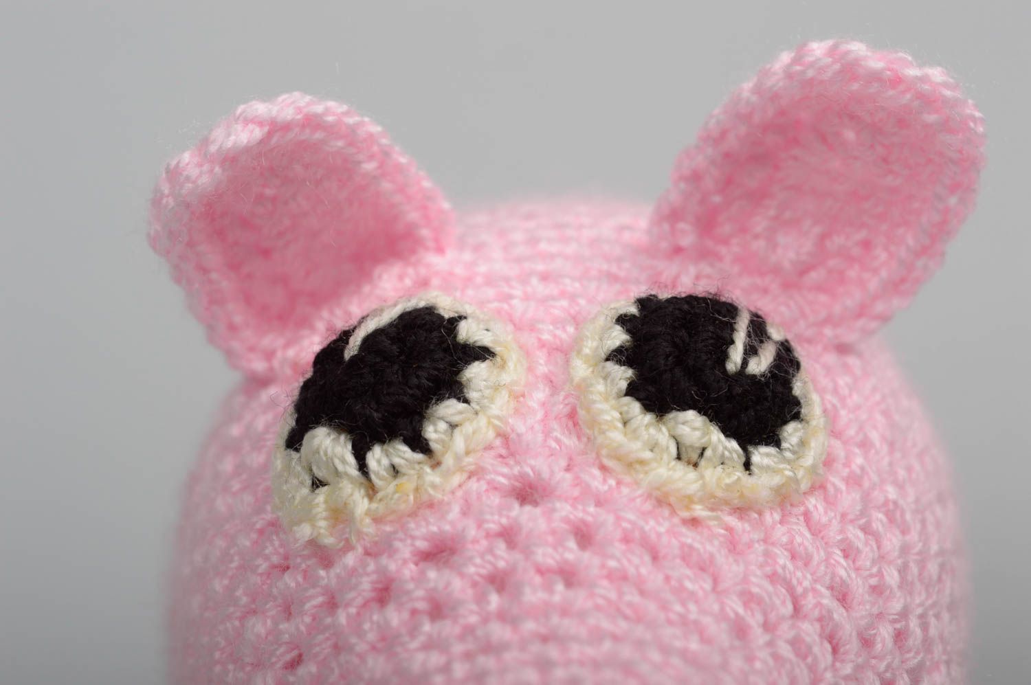 Jouet cochon Peluche faite main tricotée rose au crochet Cadeau enfant photo 3