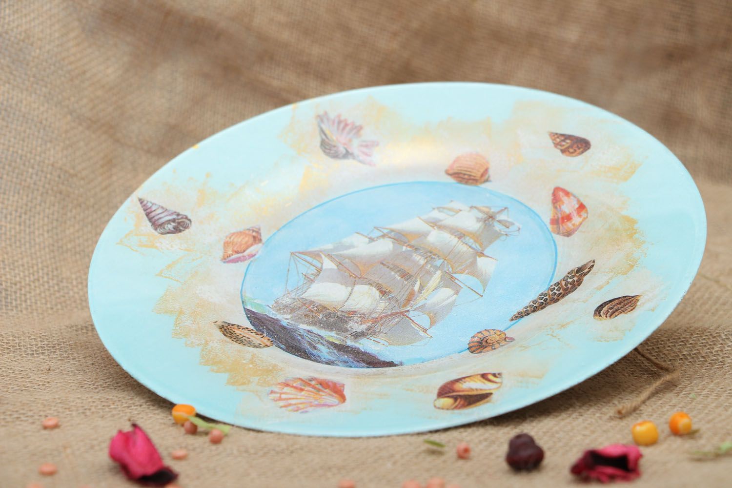 Homemade decorative plate Sailing Boat photo 5