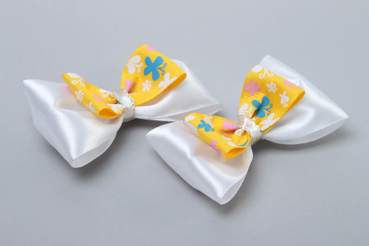 Handmade textile barrette bow hair clip 2 pieces hair bows gifts for her photo 2
