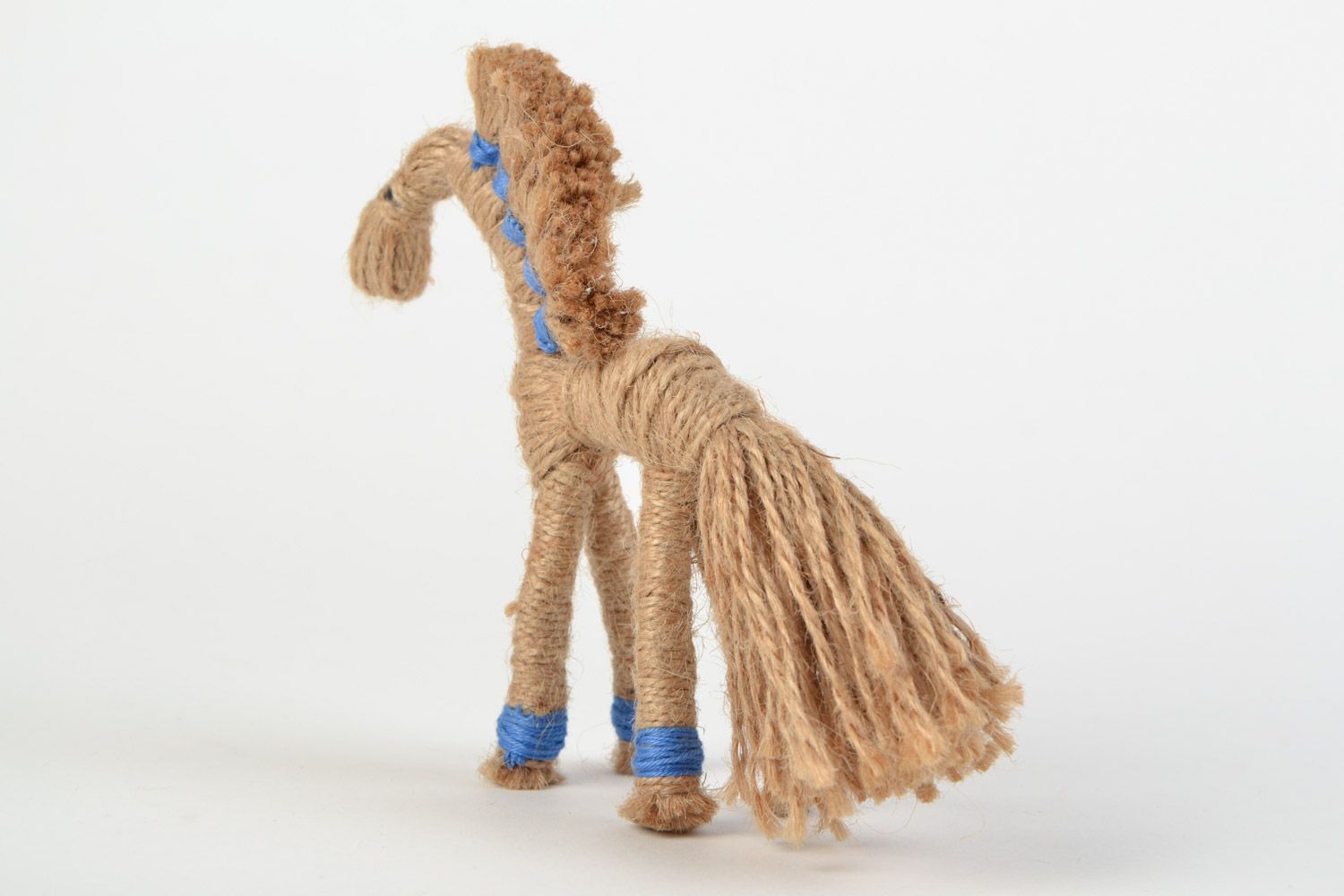 Handmade toy Horse woven of waxed cord and string in Ukrainian ethnic style photo 5