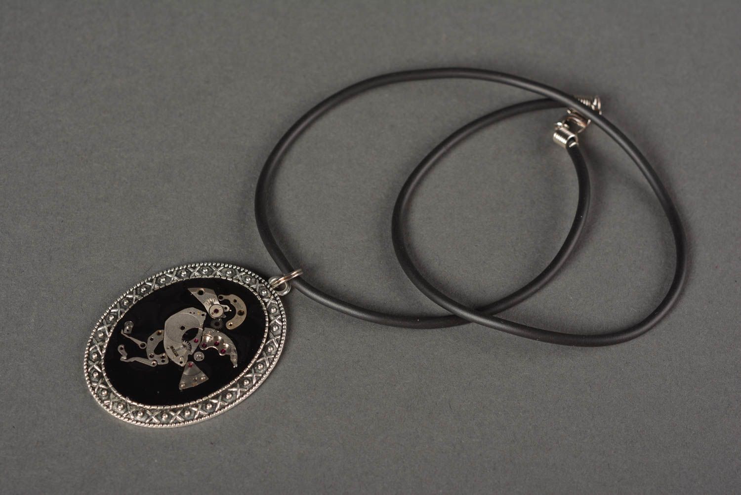 Handmade unique steampunk pendant designer jewelry necklace present for woman photo 3