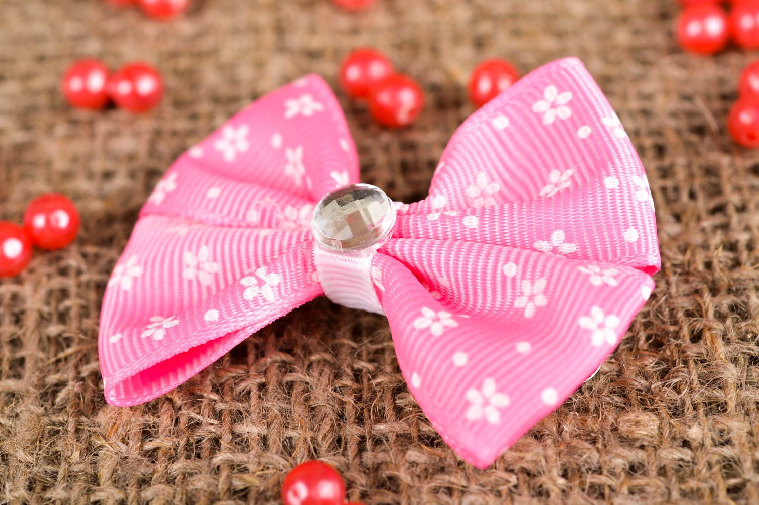 Handmade hair clip rep ribbon barrette set of hair accessories for children photo 1
