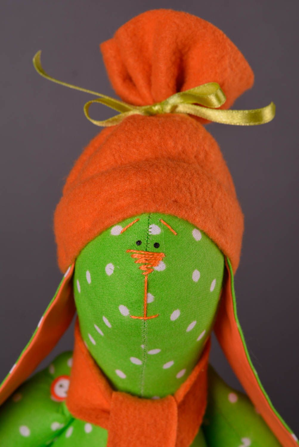 Jouet en tissu fait main Jouet lapin vert Cadeau bébé Doudou pour enfant photo 4