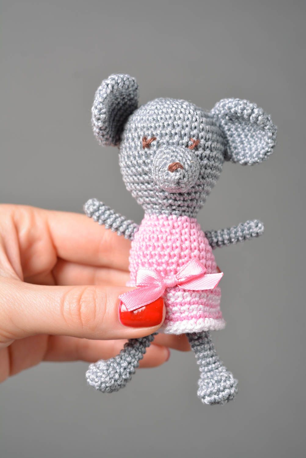 Kuscheltier Maus handgemachtes Stoff Spielzeug Geschenke für Kinder gehäkelt foto 4