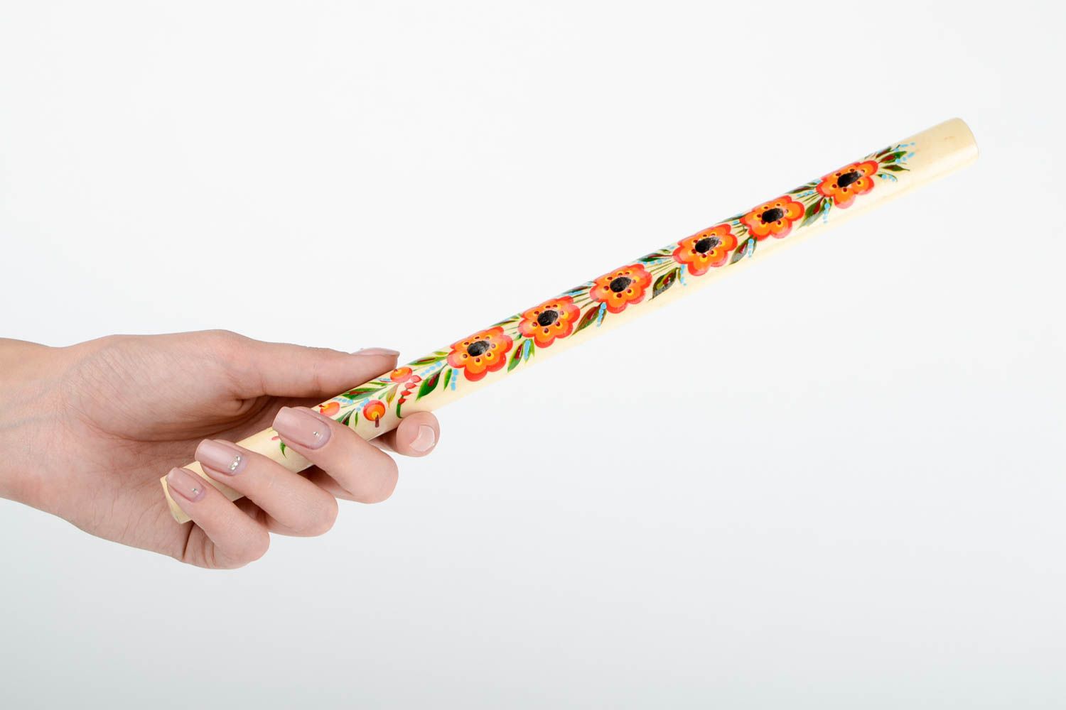 Flauta de madera artesanal pintada instrumento de viento regalo original foto 2
