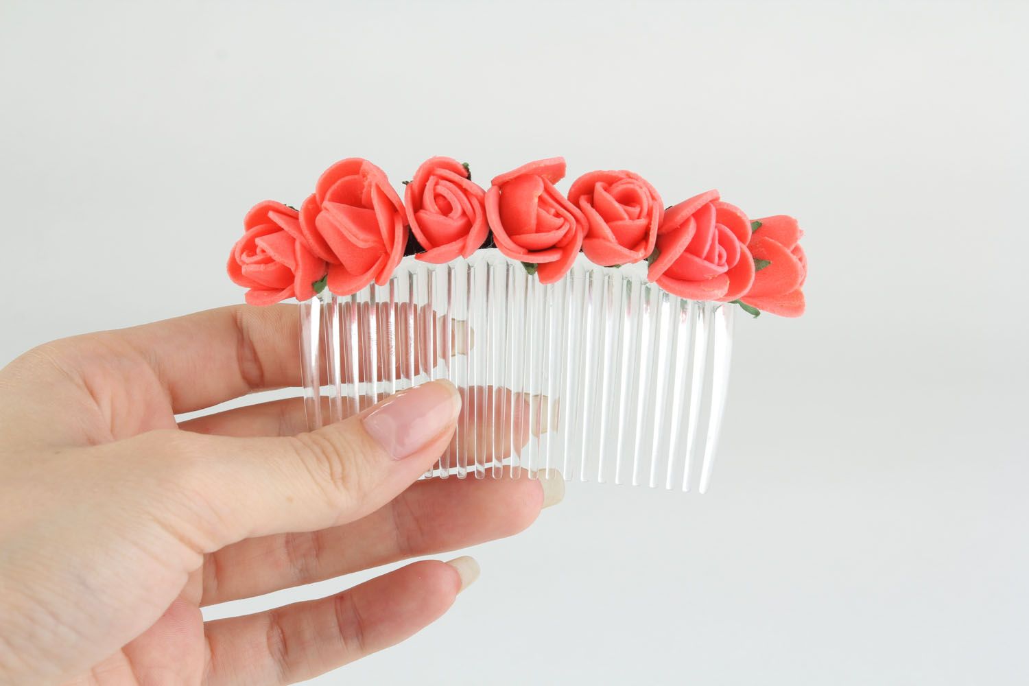 Rosa Haarspange mit Blumen  foto 5