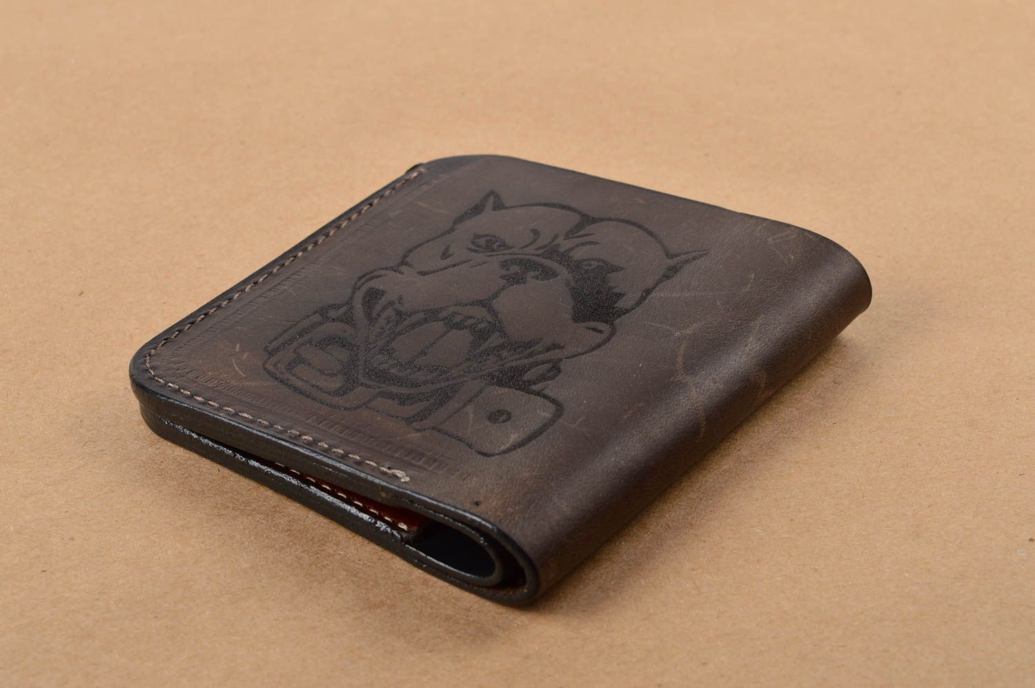 Handmade wallet genuine leather wallet present for friend men accessories photo 5