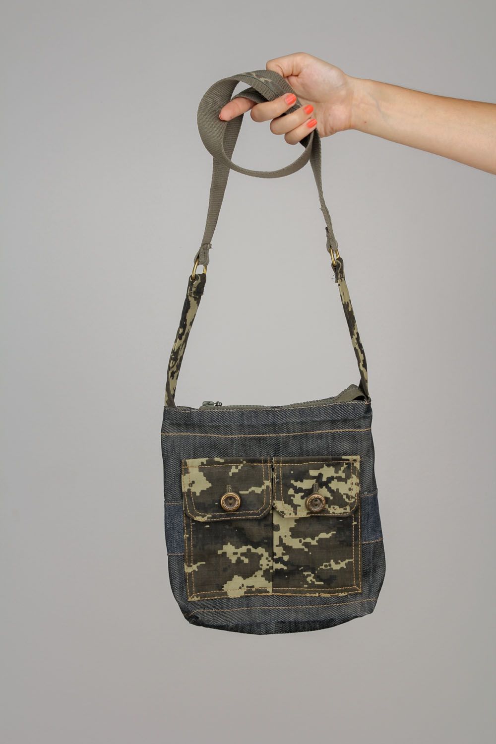 Female bag in camouflage colors photo 2