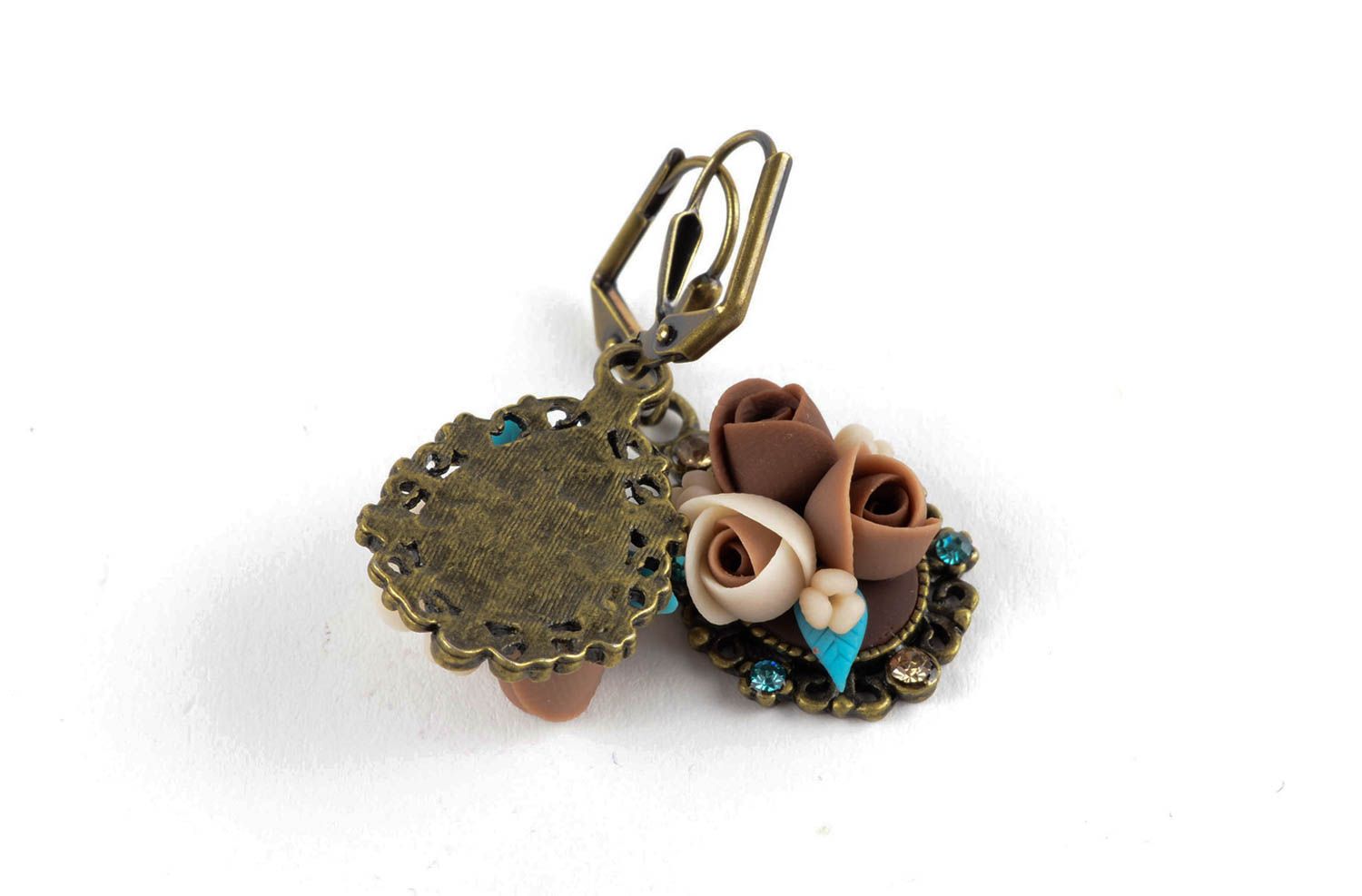 Plastic earrings flower earrings molded earrings with charms handmade goods photo 2