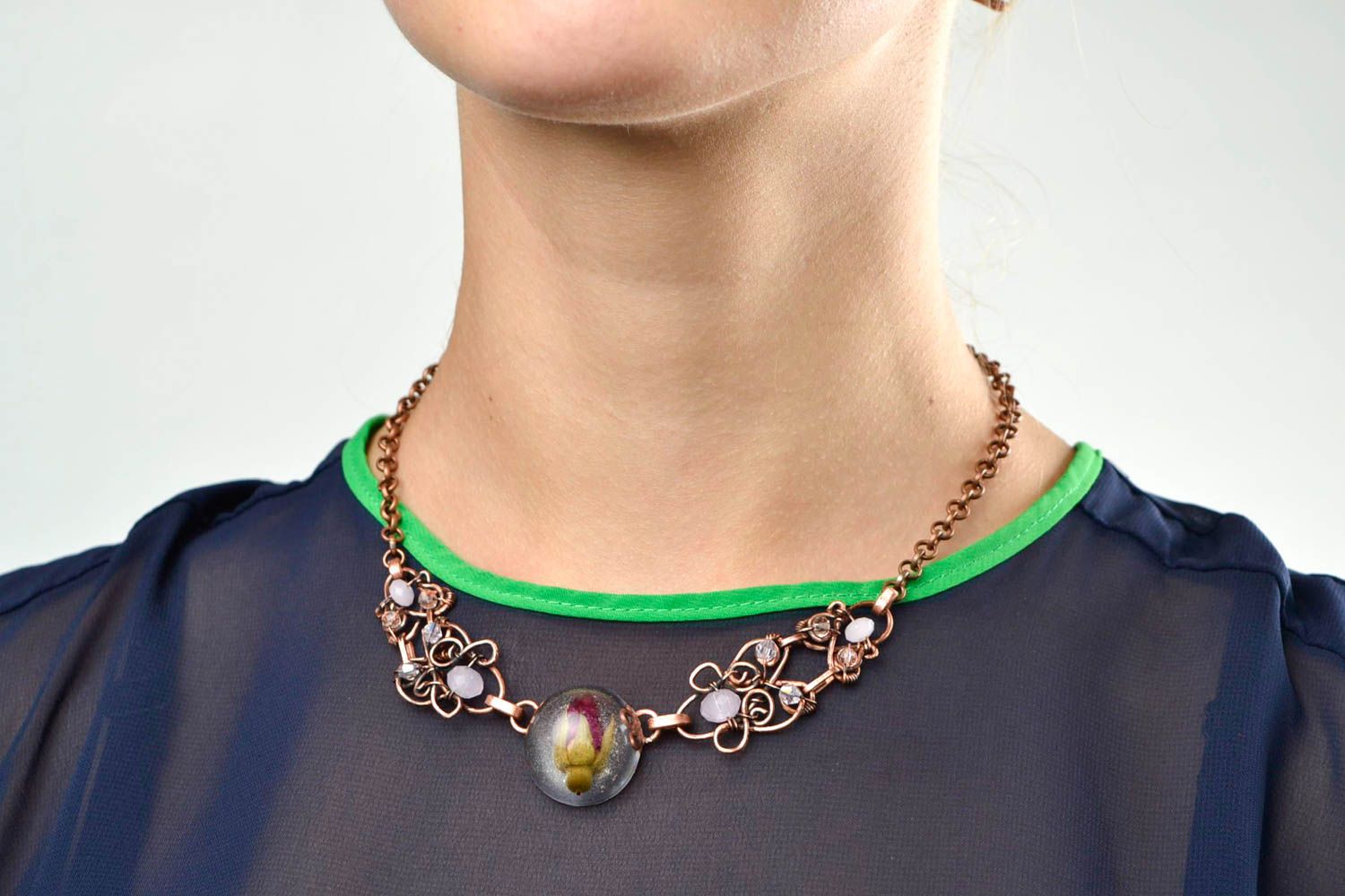 Collar de cobre hecho a mano adornos para el cuello accesorio para mujer foto 2
