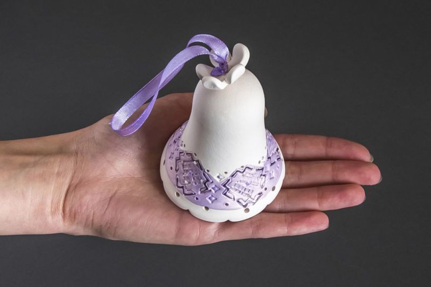 Campanello d'autore in ceramica fatto a mano campanella tenera bianca
 foto 7