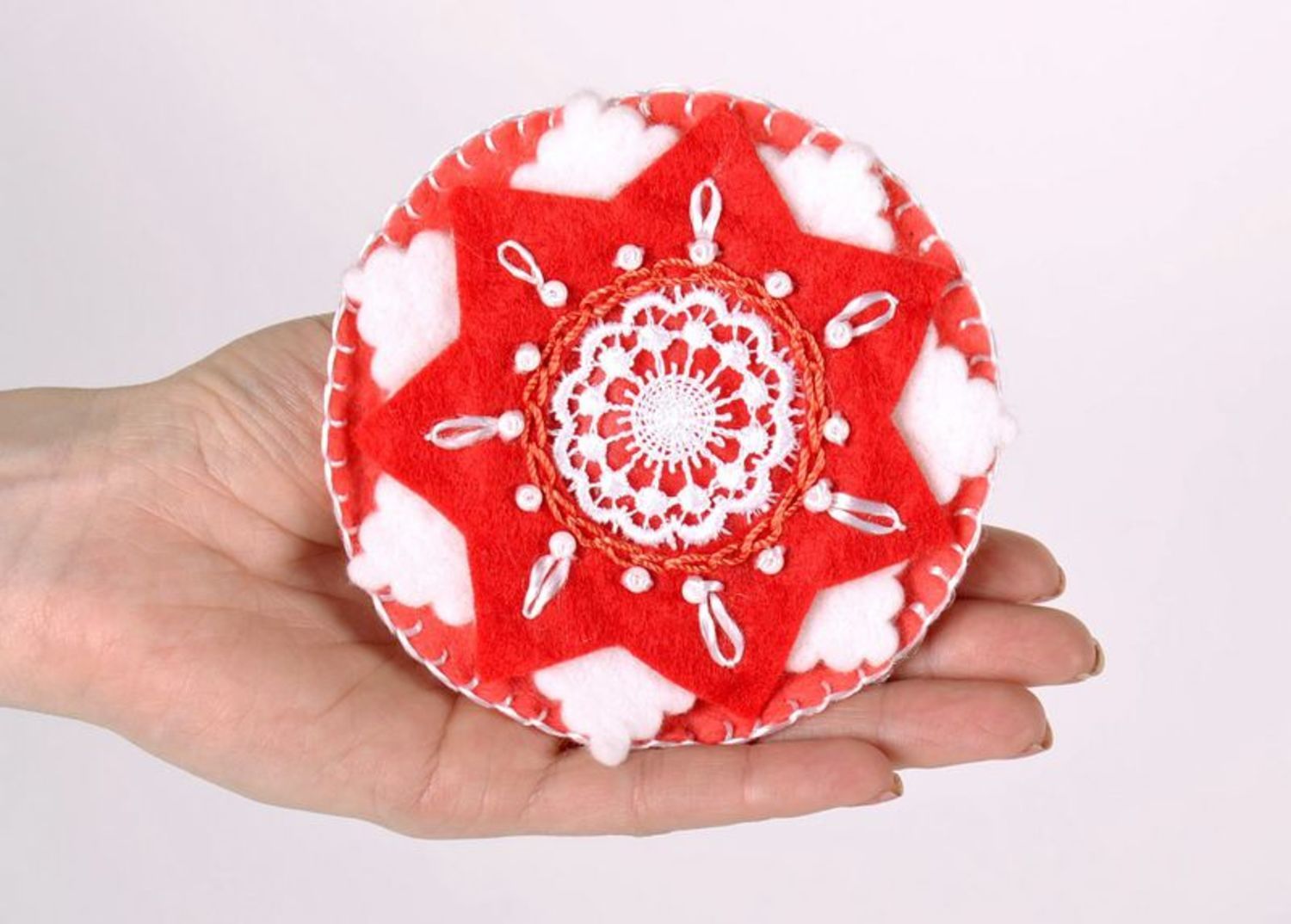 New Year's magnet made from Spain felt Snowflake photo 5