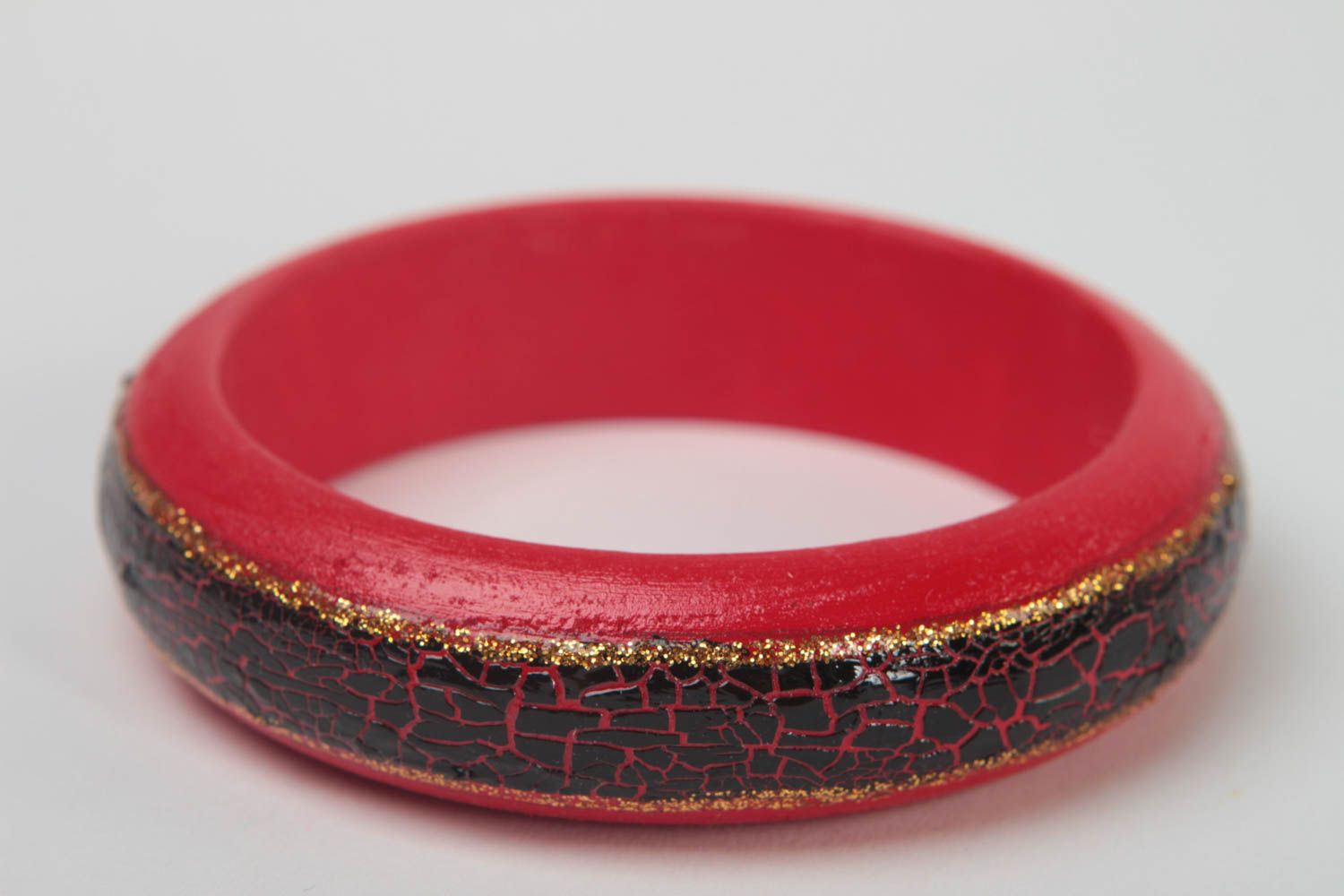 Bracelet en bois fait main Bracelet femme Bijoux artisanaux rouge cadeau photo 1