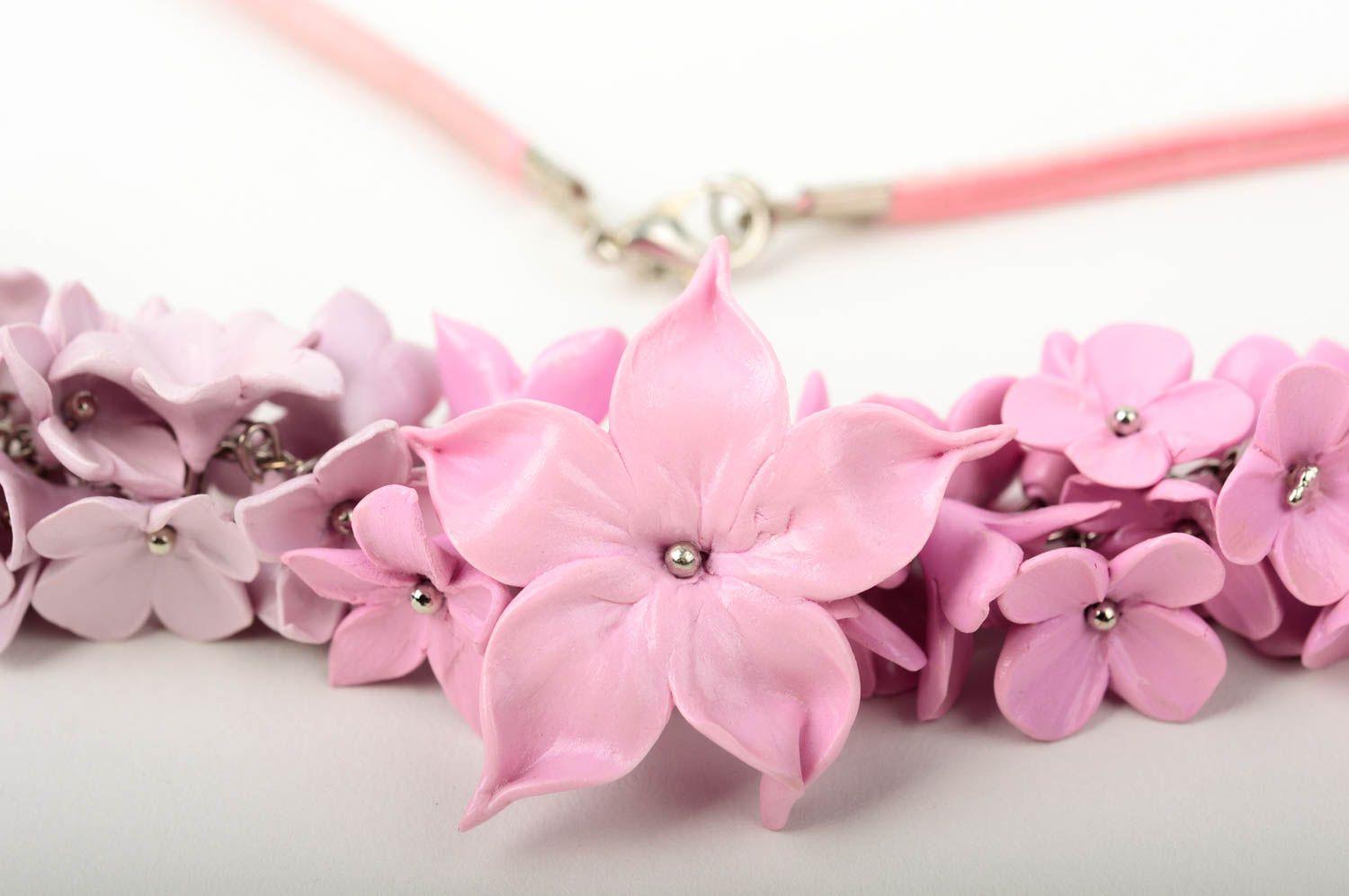 Handmade necklace flower jewelry polymer clay designer accessories cool gifts photo 5
