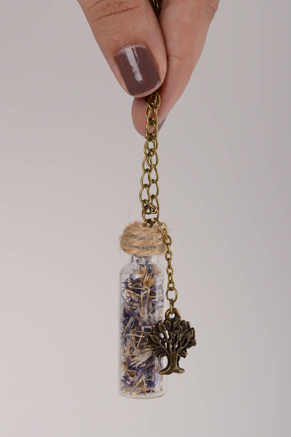 Handmade pendant  pendant jar with the chain ladies gift pendant with cornflower photo 5