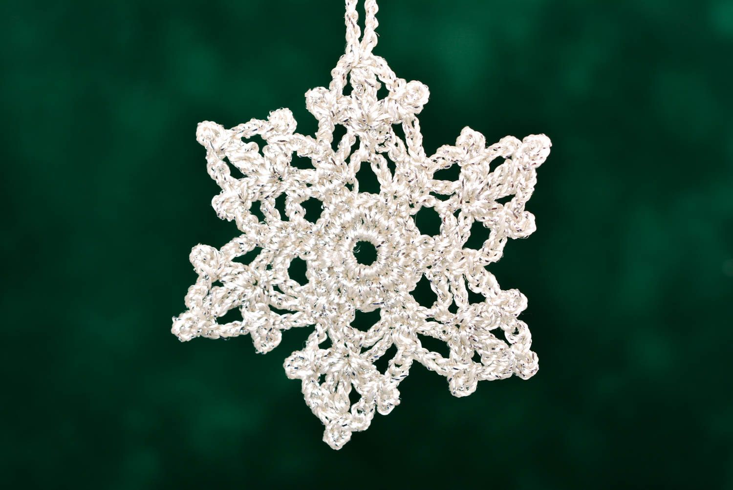 Fiocco di neve fatto a mano addobbo natalizio pendente decorativo per casa foto 5