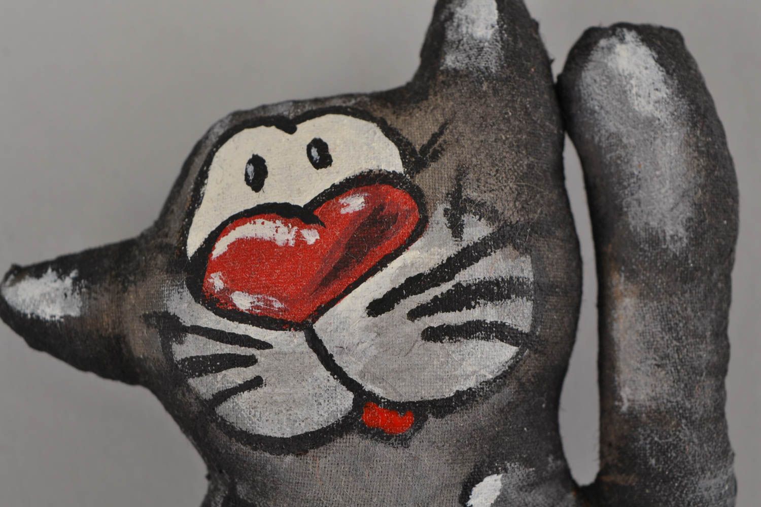 Magnet frigo fait main design original en tissu en forme de chat amusant photo 4