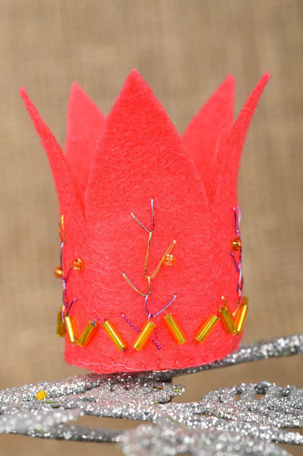 Handmade Haar Spange festlicher Haarschmuck Schmuck für die Haare Krone rot foto 1