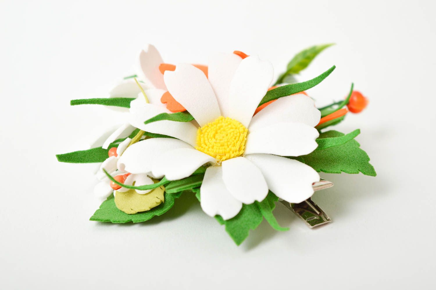 Handmade barrette foamiran hair clip flower hair accessories gift for women photo 5