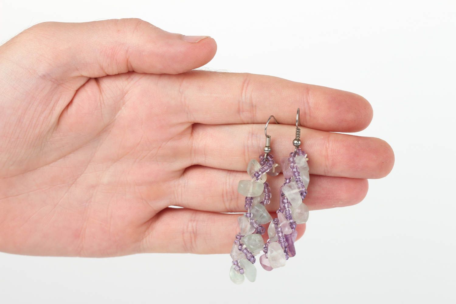 Серьги ручной работы модные серьги серьги из бисера с камнями натуральными фото 5