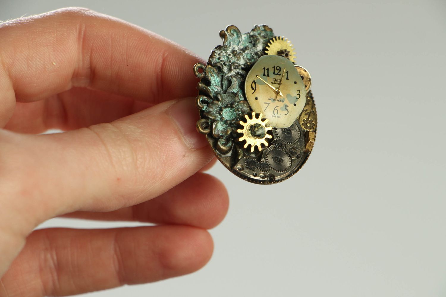 Large round metal ring in steampunk style photo 4