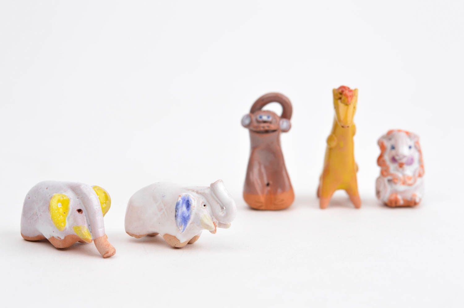 Handmade Keramik Deko Figuren aus Ton Tier Statuen Miniatur Figuren 5 Stück  foto 9