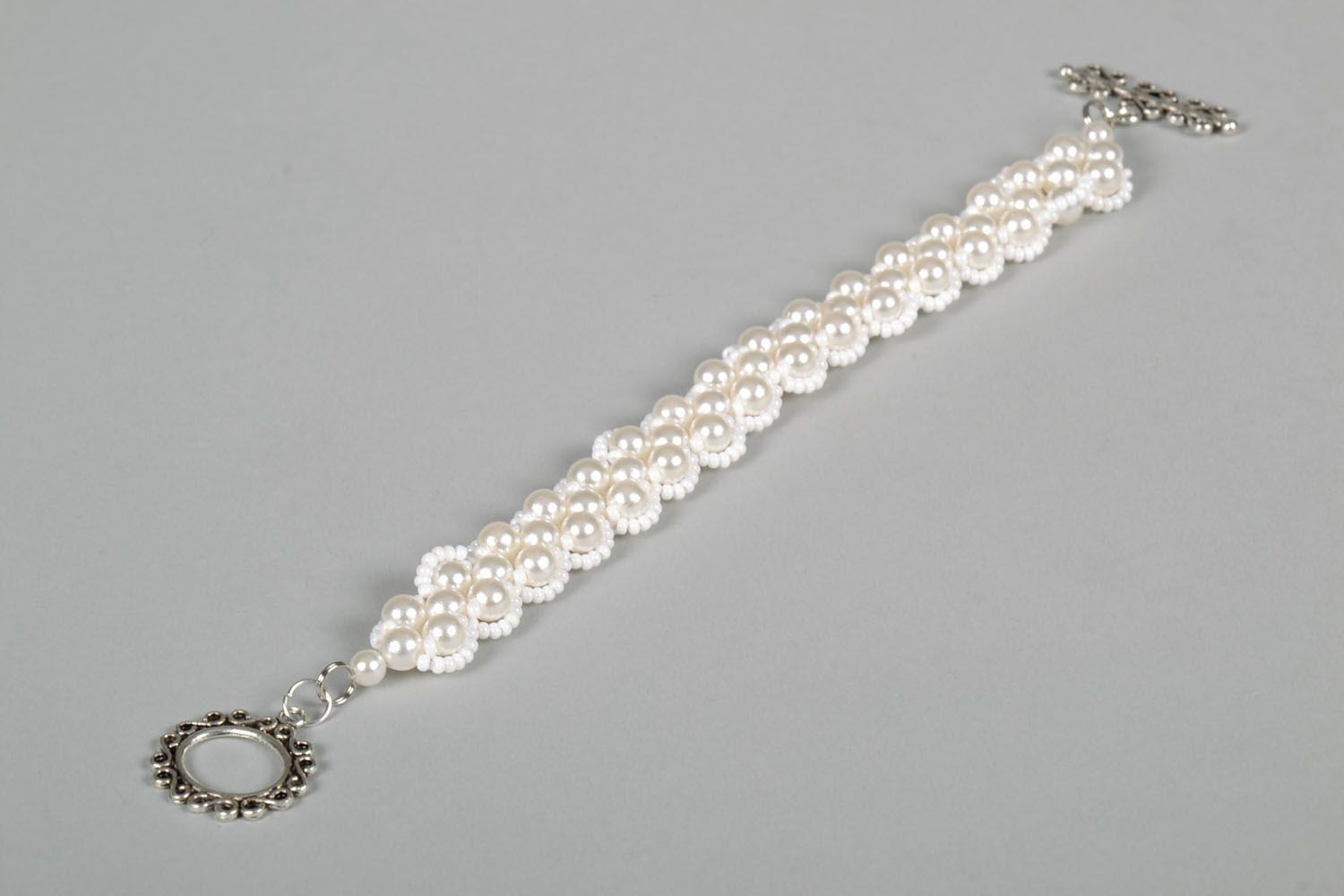 Bracelet de perles de rocaille et perles d'imitation photo 2