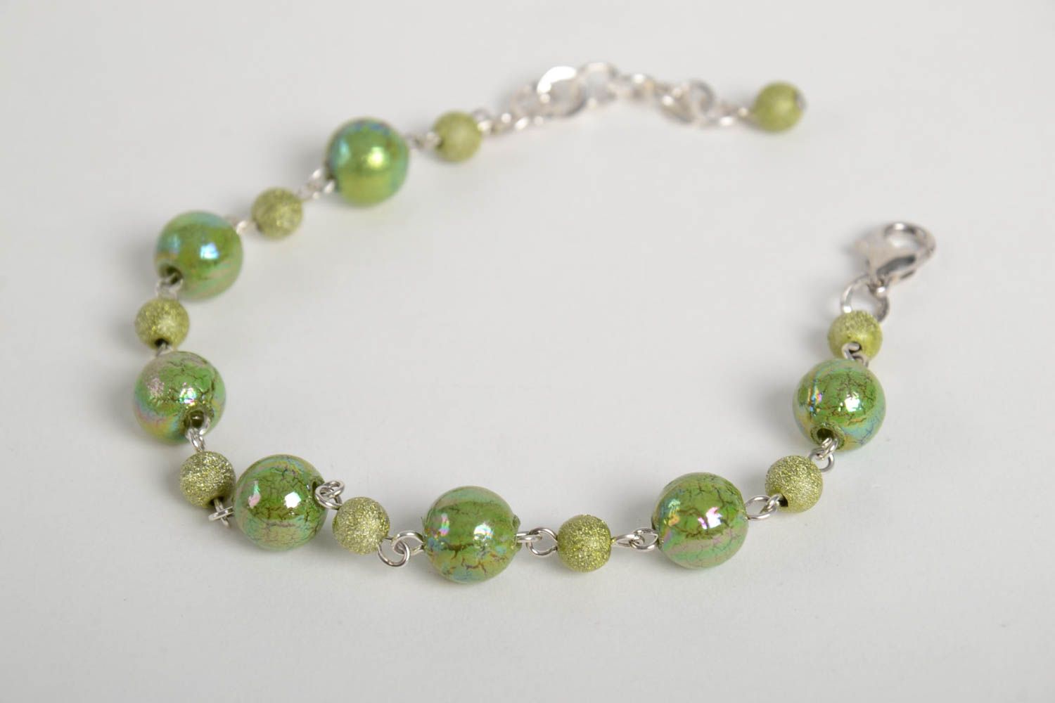 Handmade green wrist bracelet feminine designer bracelet elegant jewelry photo 5