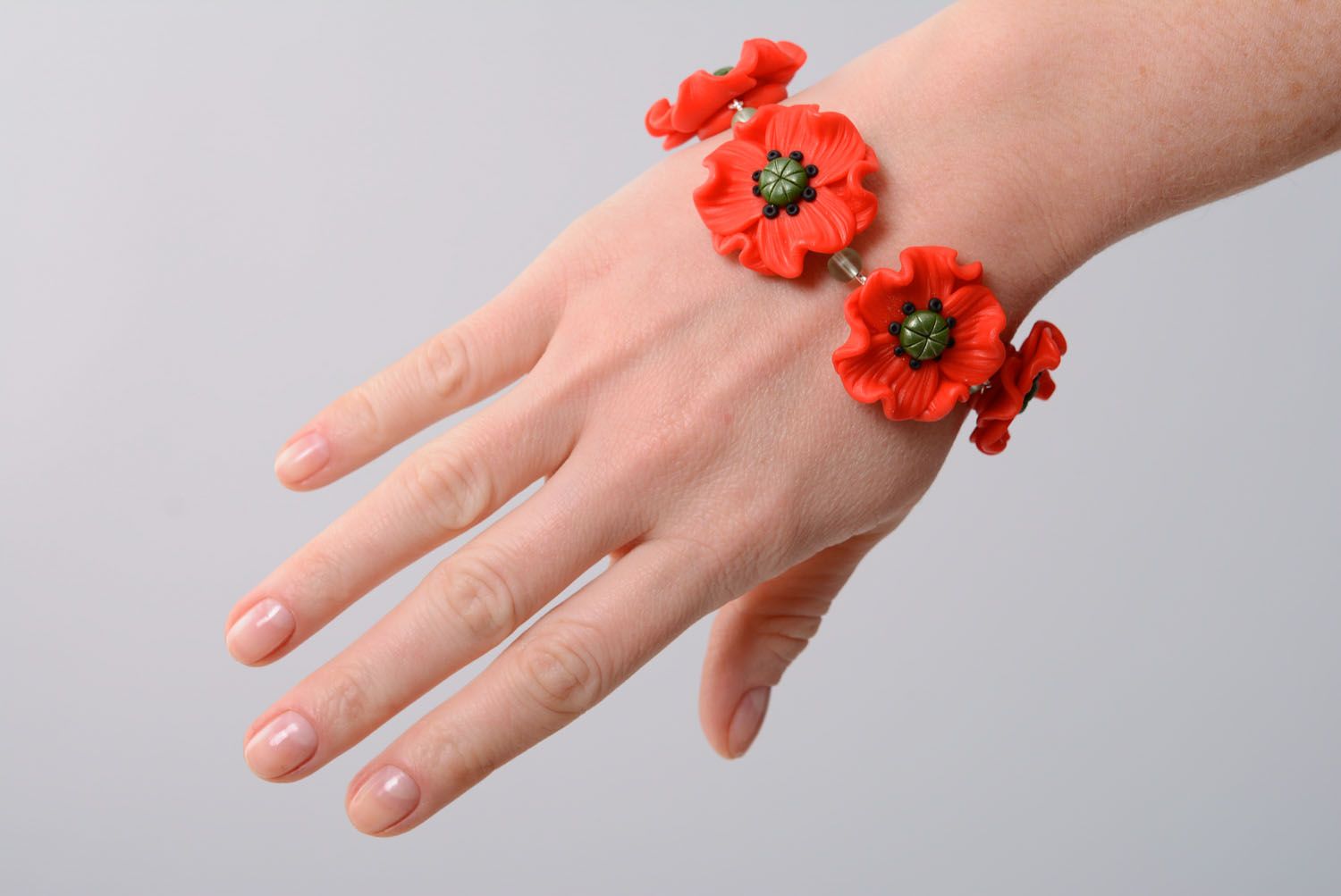 Blumen Armband aus Polymer Ton  foto 3