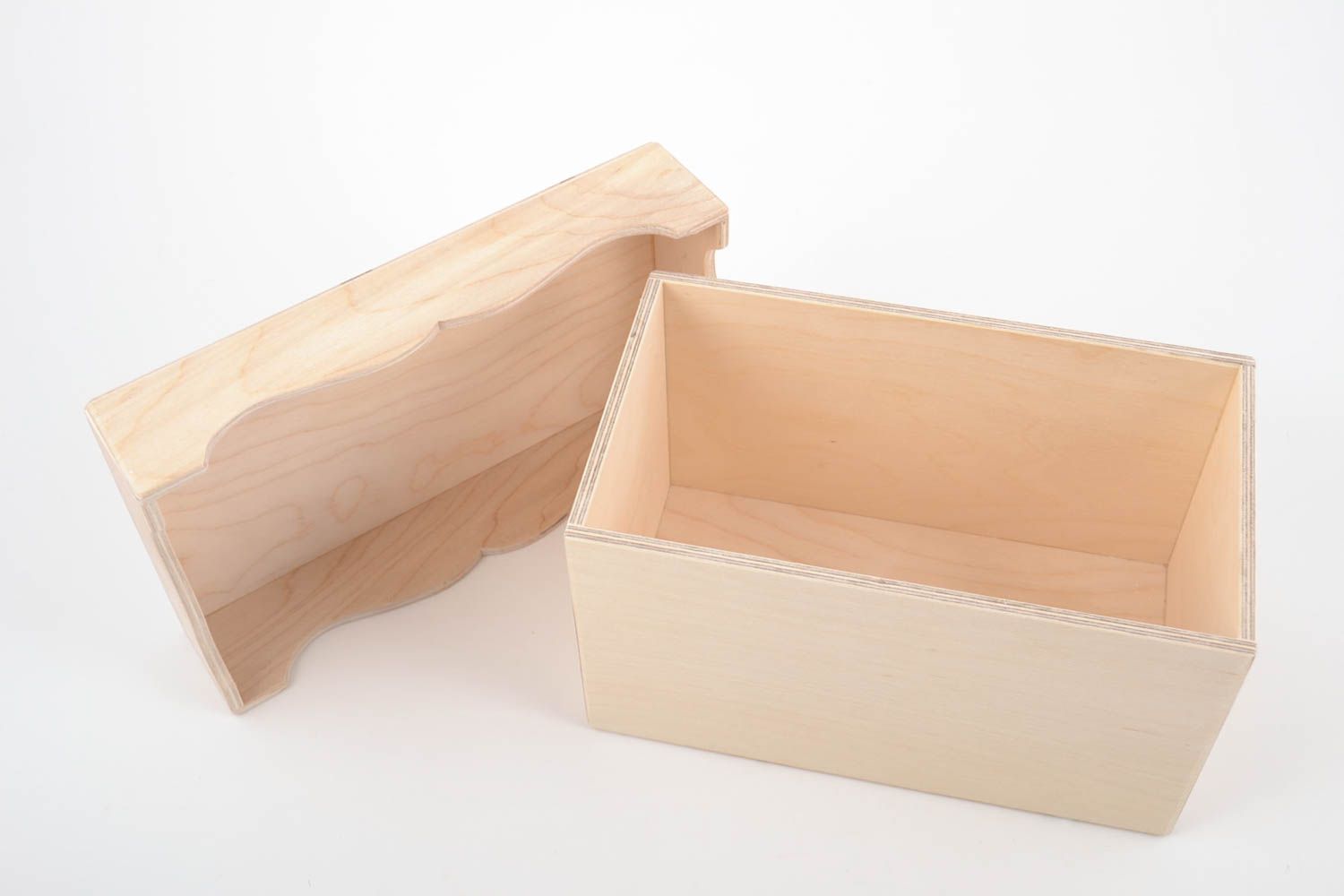 Beautiful figured handmade plywood blank box with lid for creative work DIY photo 3