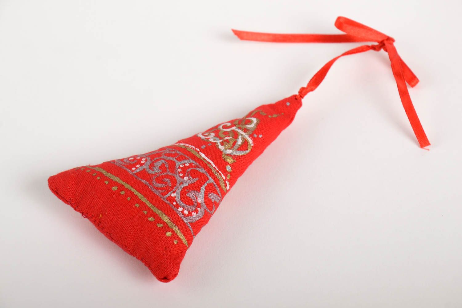 Декоративная подвеска игрушка ручной работы декор для дома красная красивая  фото 1