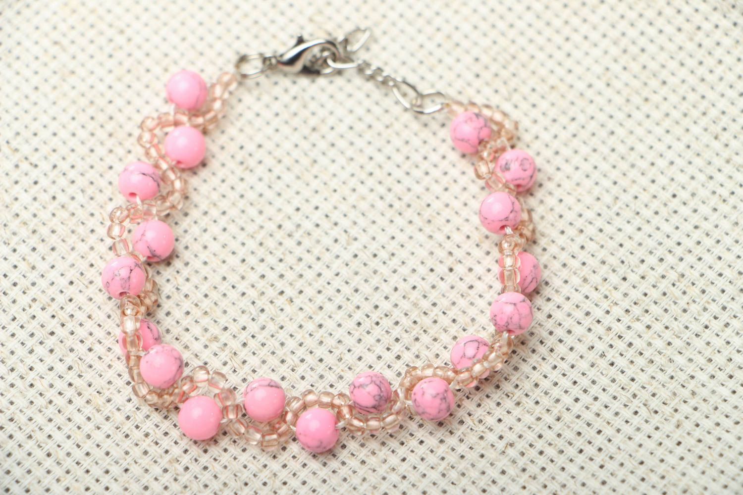 Pink bracelet with natural stones photo 1