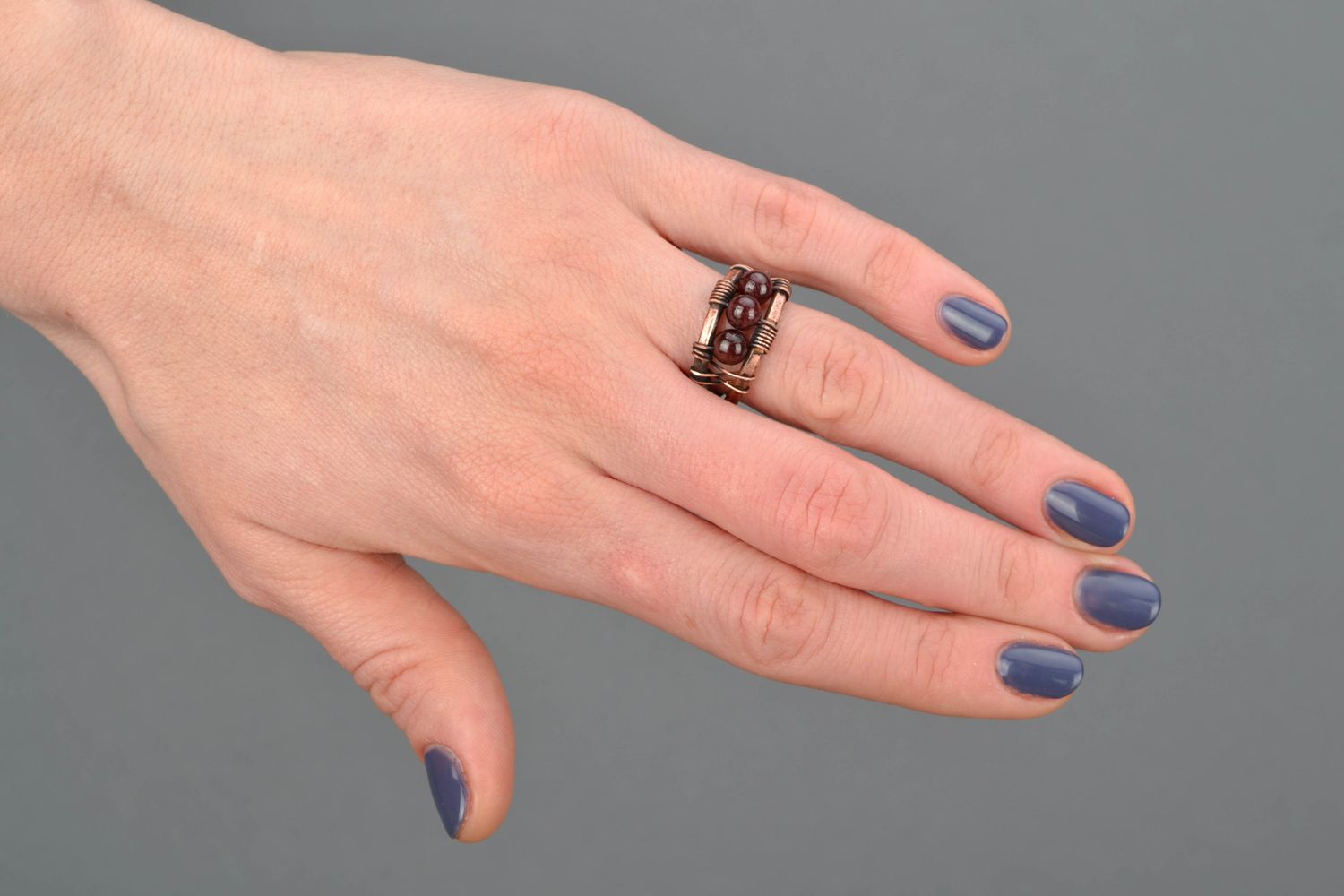 Kupfer Ring mit Granat foto 2