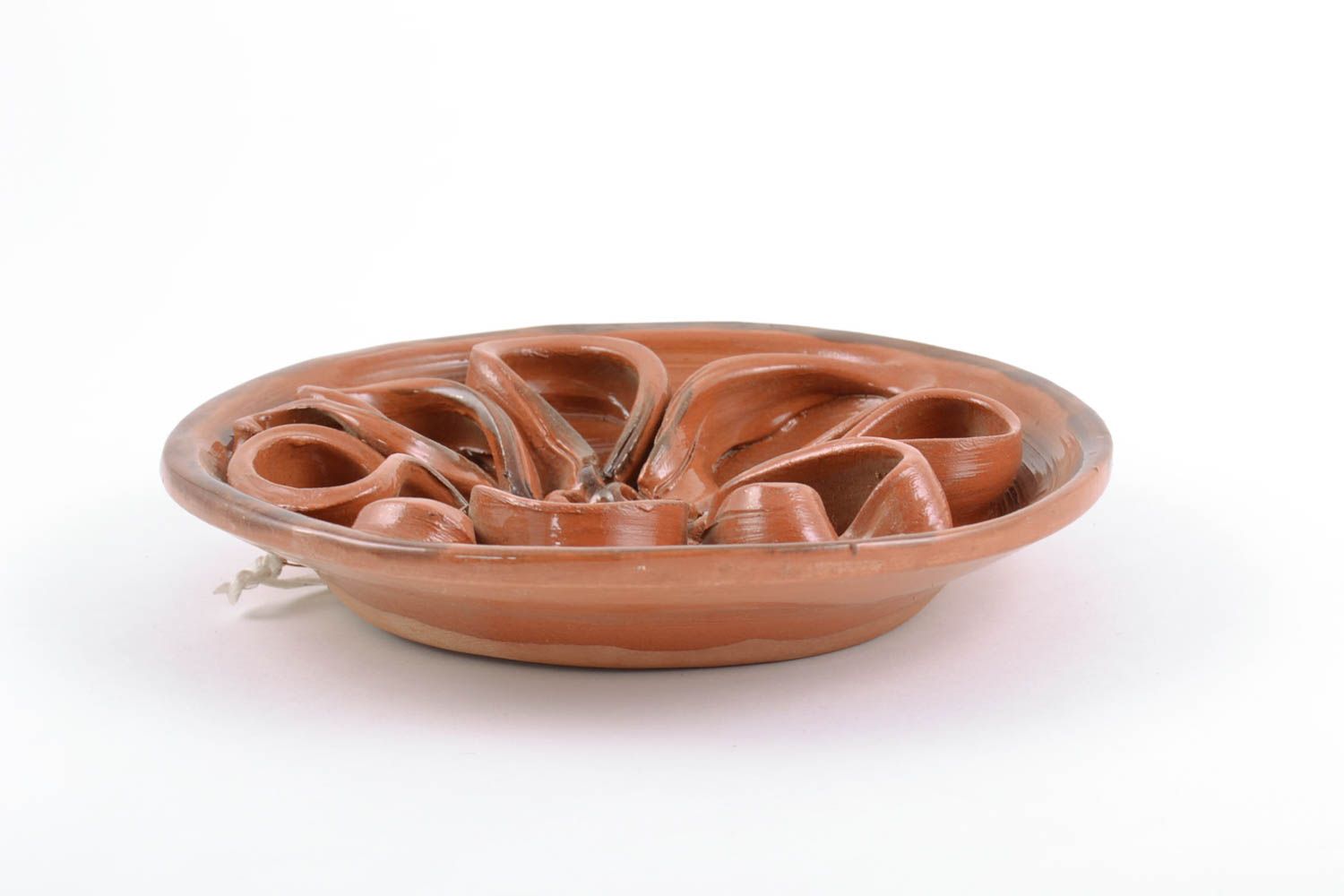 Оригинальное керамическое панно в виде тарелки покрытой глазурью ручной работы фото 4