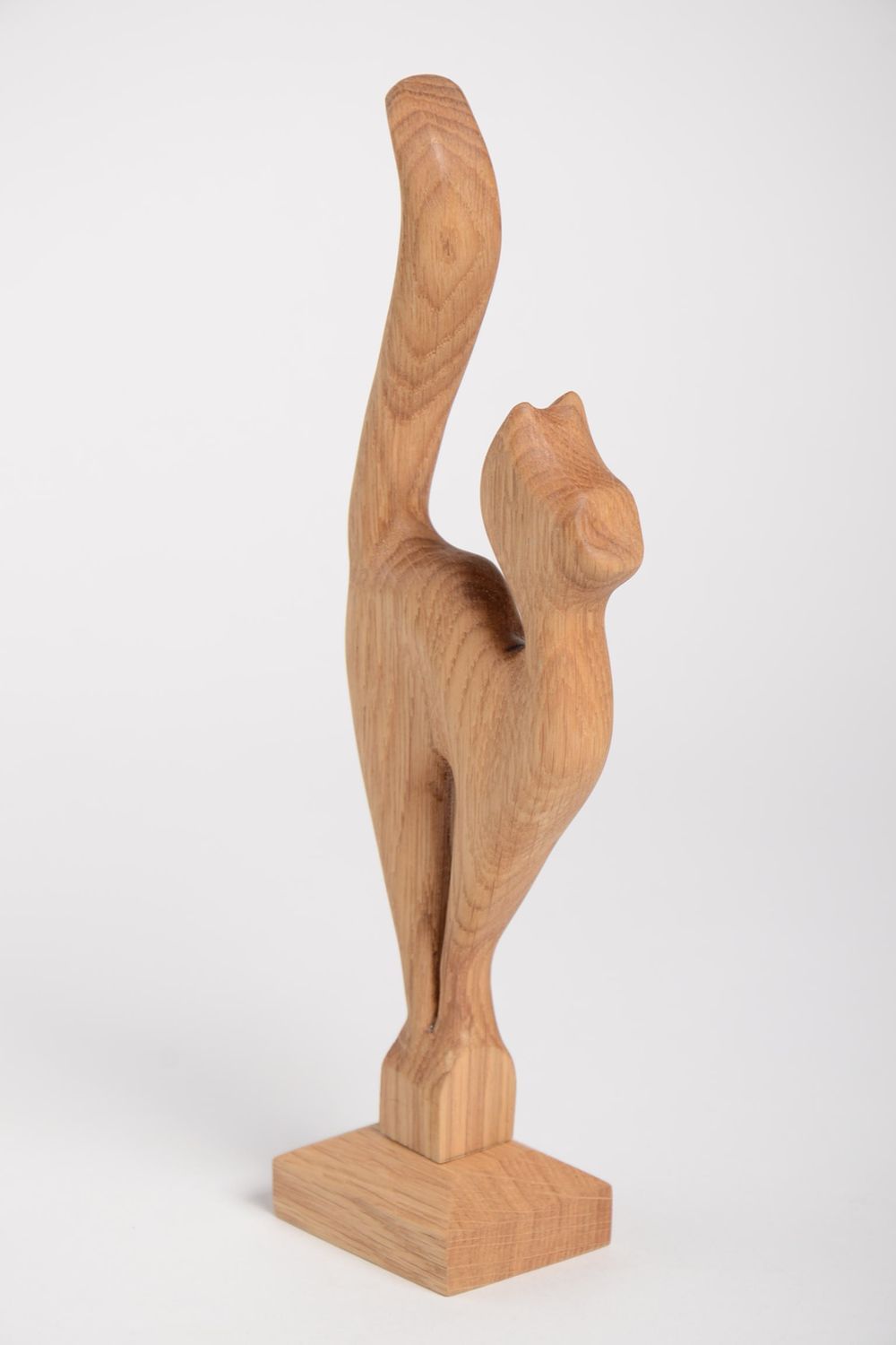 Homemade home decor wood sculpture wooden gifts cat figurines for decorative use photo 4