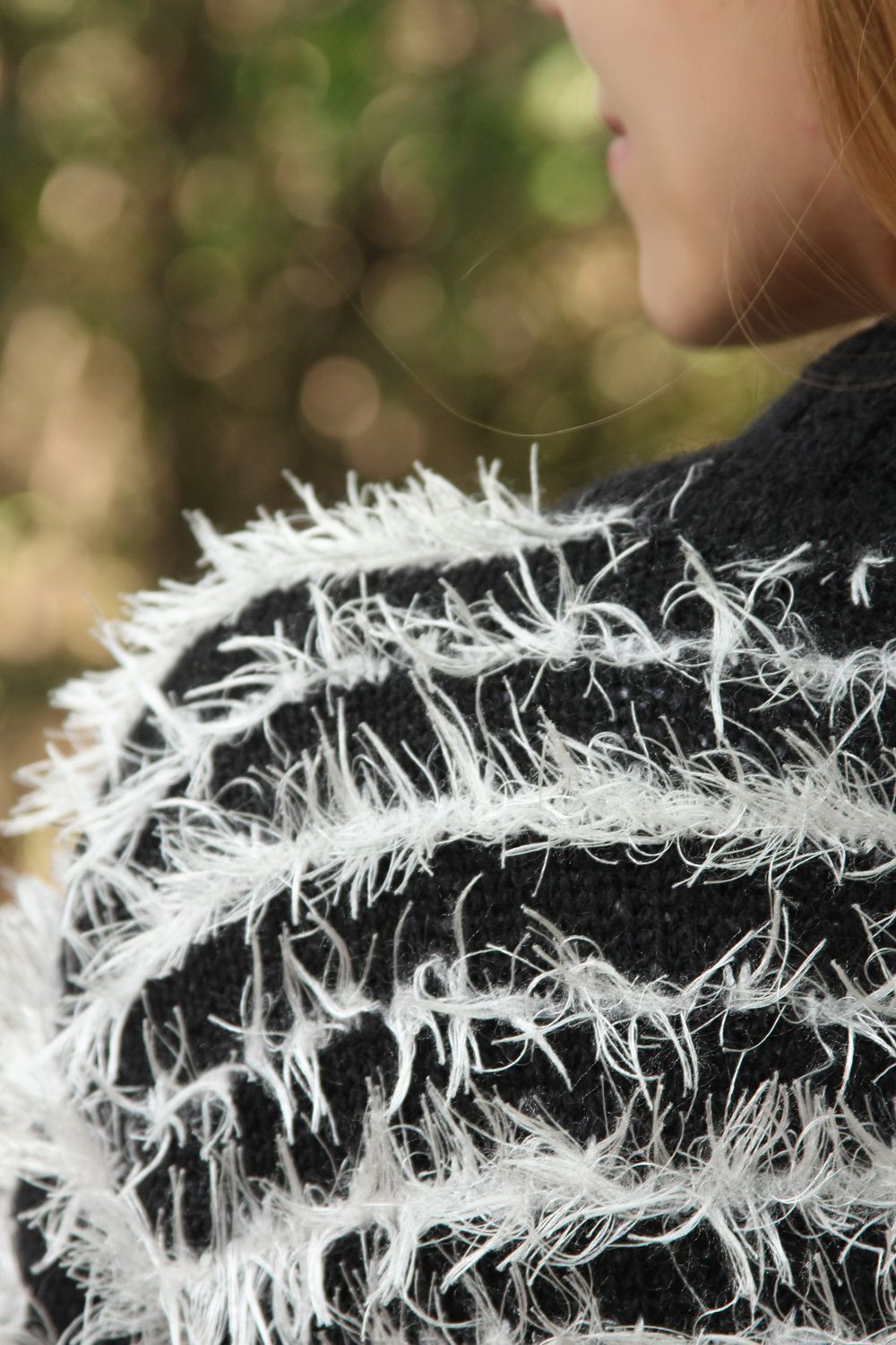 Camisola de lã de malha preto e branco foto 5