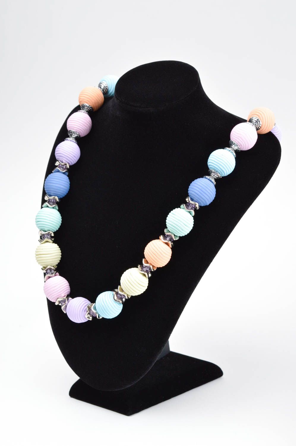 Long handmade bead necklace polymer clay ideas beautiful jewellery ideas photo 2
