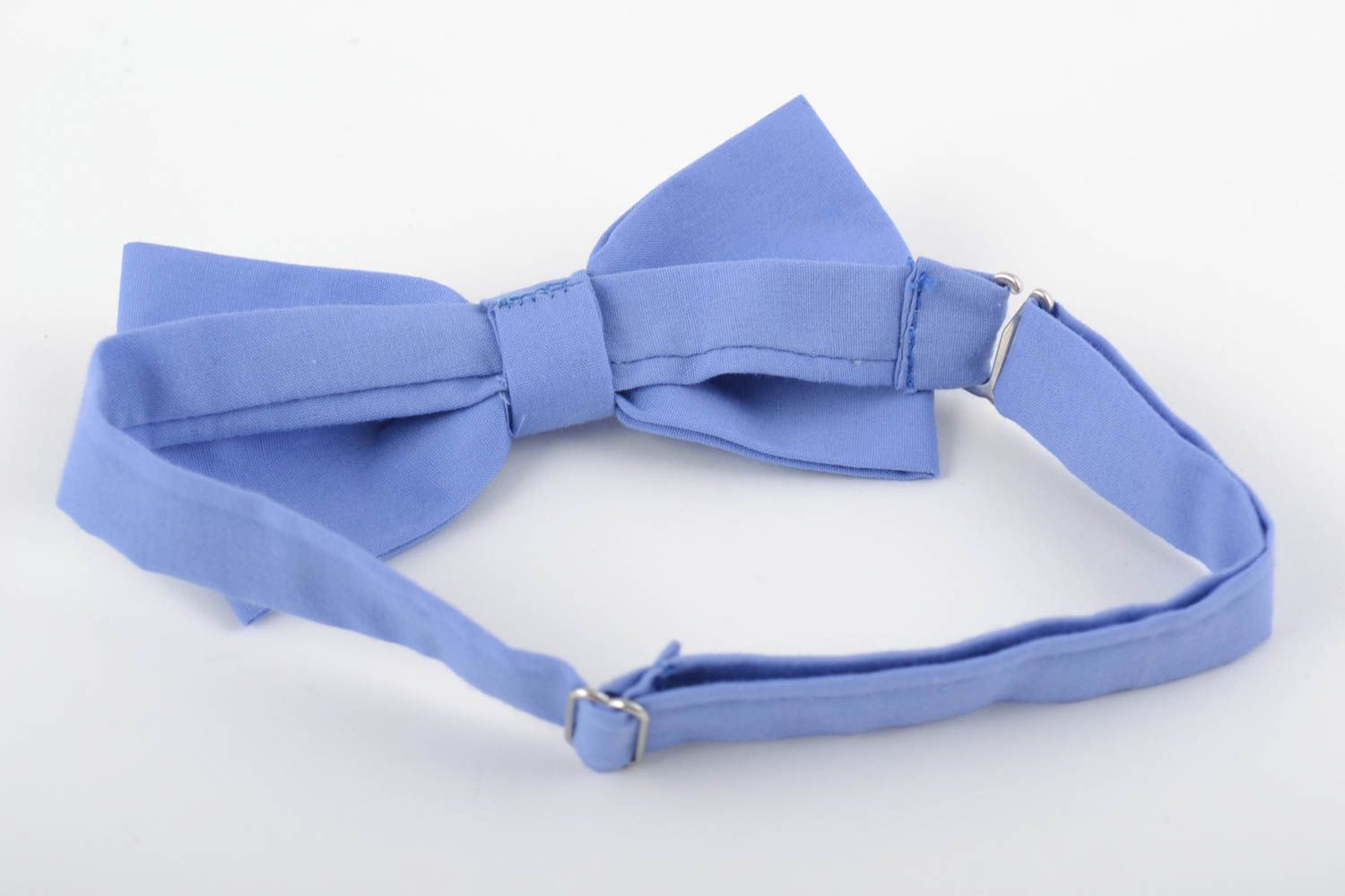 Beautiful blue handmade textile bow tie unisex accessory photo 2