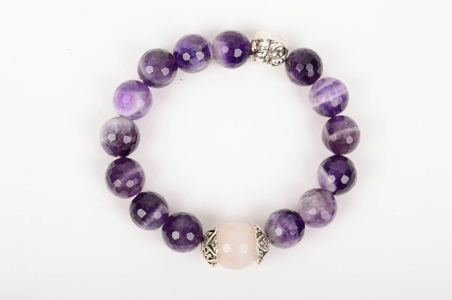 Bracelet pierres naturelles violet Bijou fait main Cadeau femme de créateur photo 3